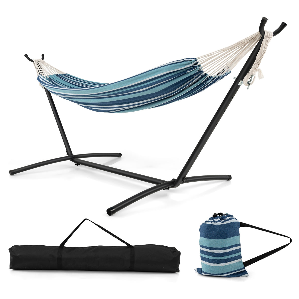 Portable 2-Person Hammock Set With Stand, Carrying Cases, Blue Hammocks at Gallery Canada