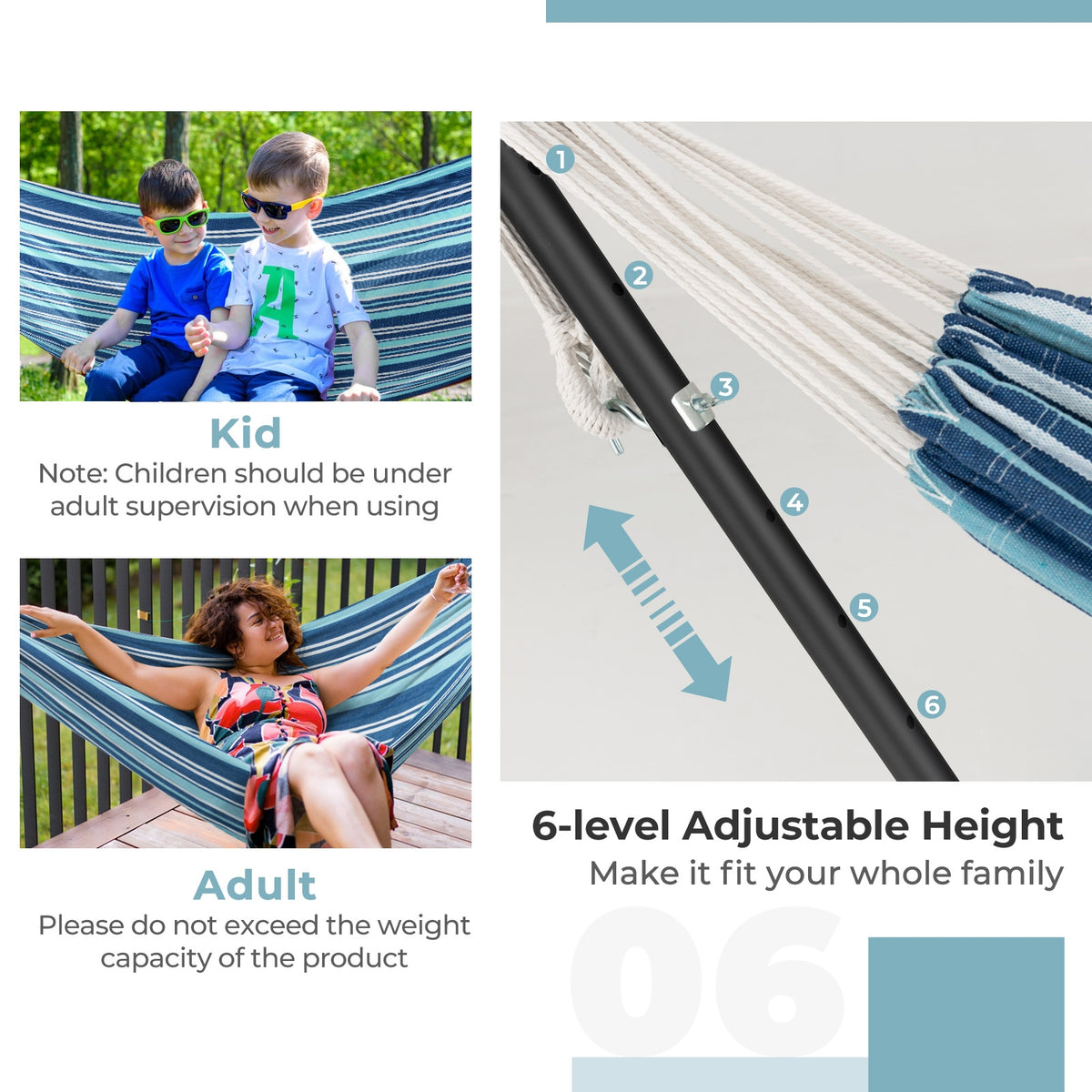 Portable 2-Person Hammock Set With Stand, Carrying Cases, Blue Hammocks at Gallery Canada