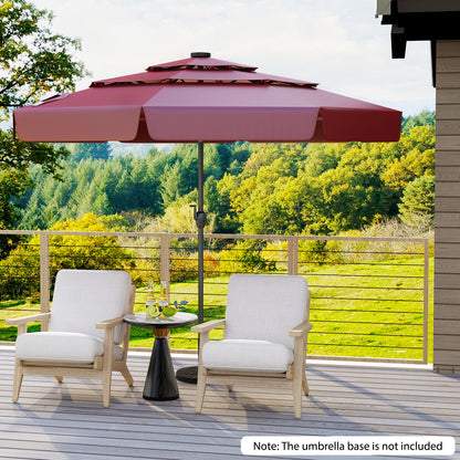 10 Feet Solar Patio Umbrella, 3-Tier Vented Top, Red Outdoor Umbrellas at Gallery Canada