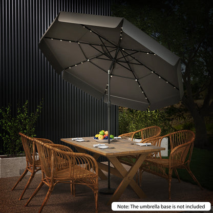 10 Feet Solar Patio Umbrella, 3-Tier Vented Top, Gray Outdoor Umbrellas at Gallery Canada