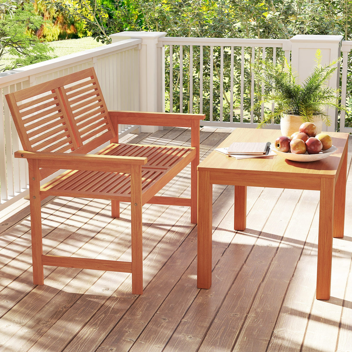 Outdoor Wooden Bench, 2-Person Patio Bench, Natural Outdoor Benches at Gallery Canada