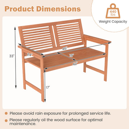 Outdoor Wooden Bench, 2-Person Patio Bench, Natural Outdoor Benches at Gallery Canada