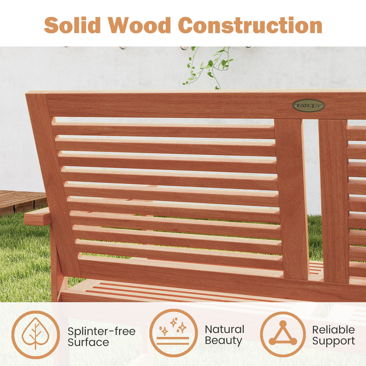 Outdoor Wooden Bench, 2-Person Patio Bench, Natural Outdoor Benches at Gallery Canada