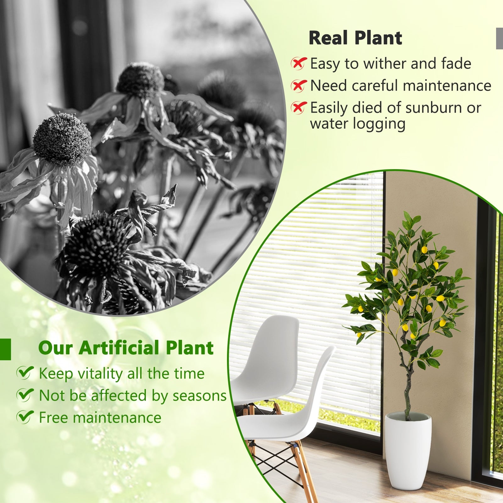 Artificial Lemon Tree, 4 ft, With Lemon Fruits Faux Plants at Gallery Canada
