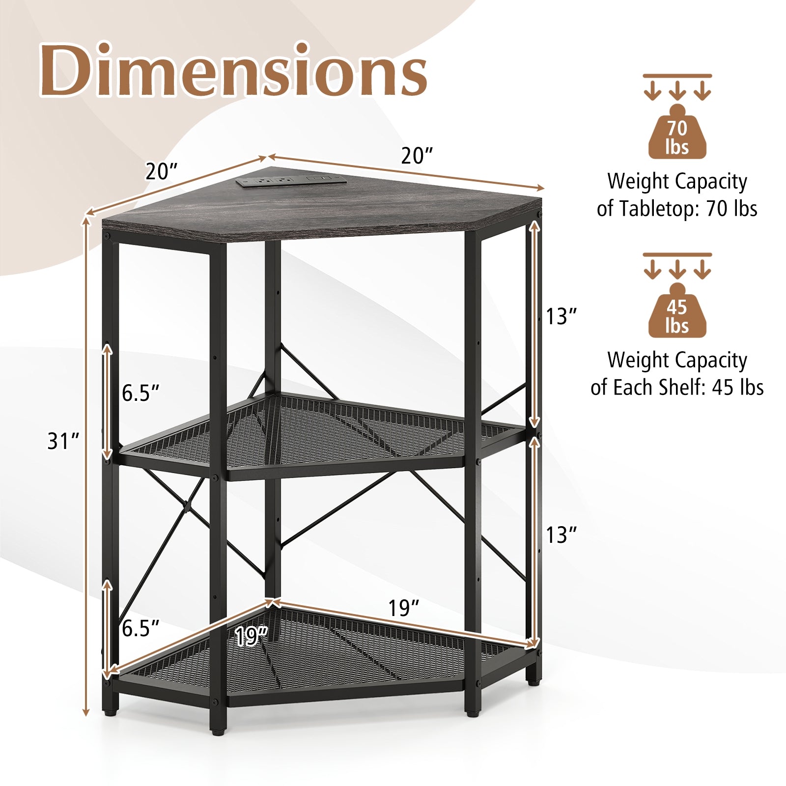 Corner Printer Stand, 3-Tier Storage Rack, Adjustable Shelf, Black Laptop Tables & Printer Stands at Gallery Canada