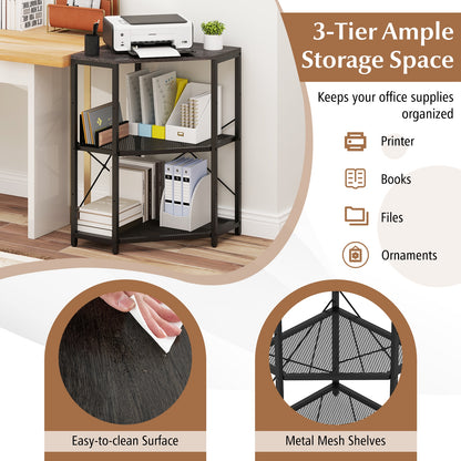 Corner Printer Stand, 3-Tier Storage Rack, Adjustable Shelf, Black Laptop Tables & Printer Stands at Gallery Canada