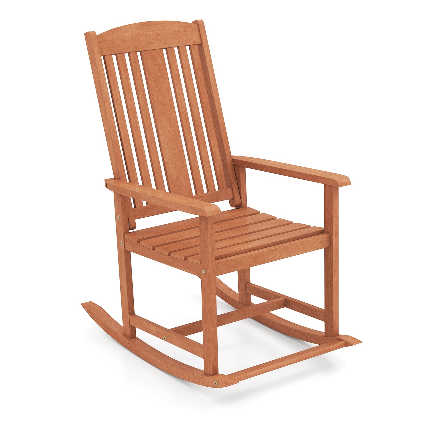 Solid Wood High Back Rocking Chair, Slatted Seat, Natural Patio Rocking Chairs & Gliders at Gallery Canada