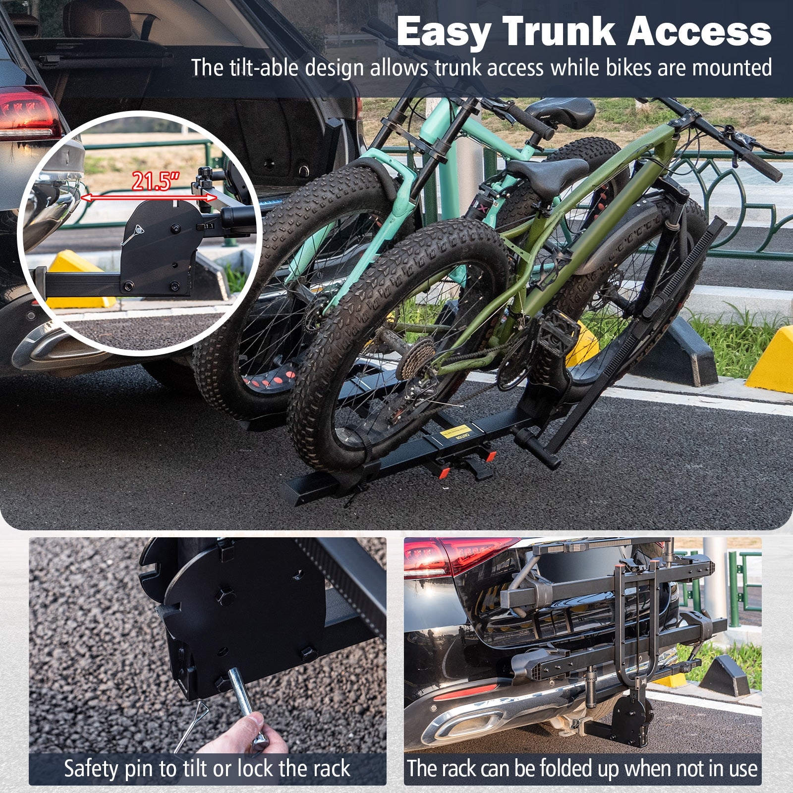2 Inch Hitch Mount Bike Rack, 2-Bike Platform Carrier, Tilt-able Design, Black Garages at Gallery Canada