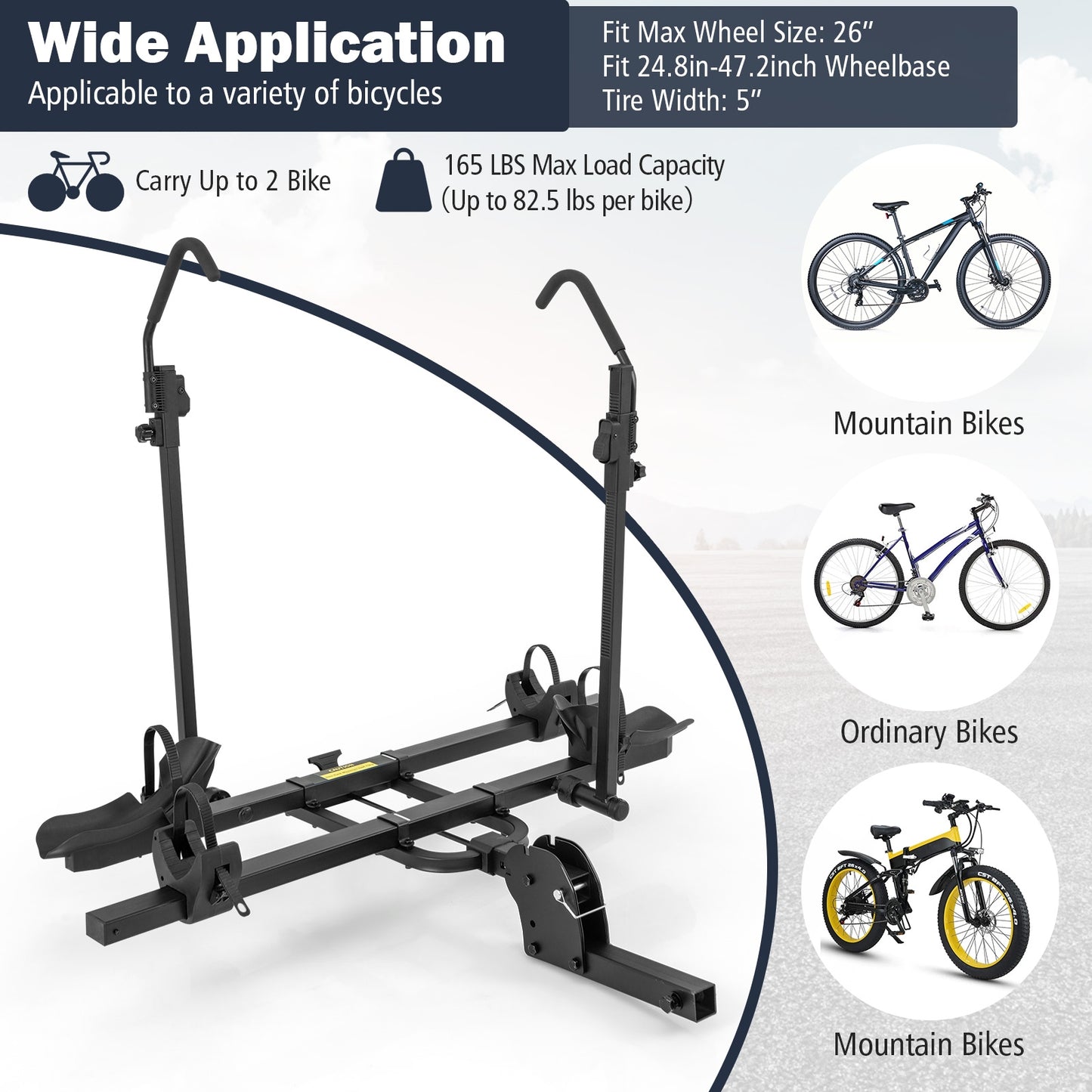 2 Inch Hitch Mount Bike Rack, 2-Bike Platform Carrier, Tilt-able Design, Black Garages at Gallery Canada