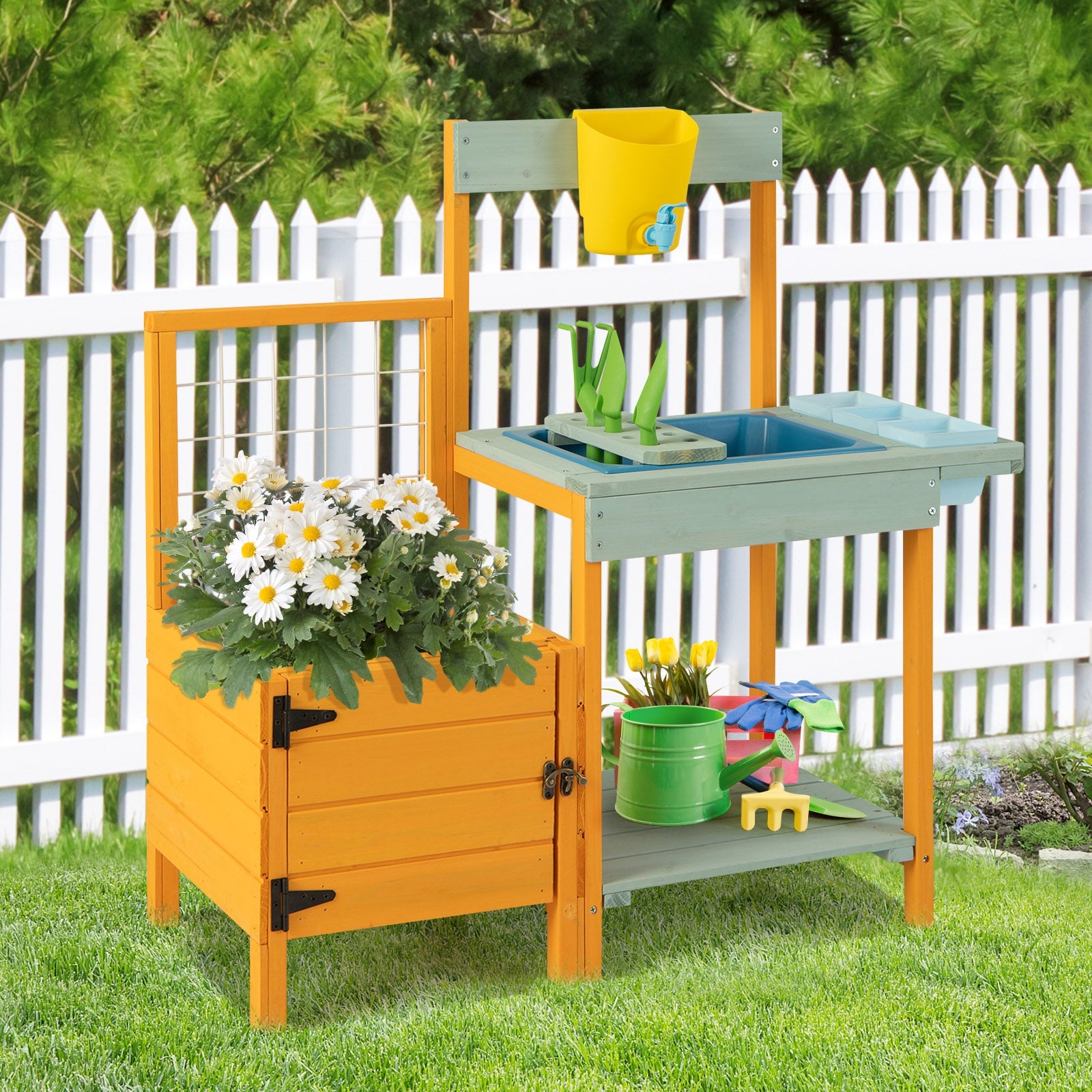Kids Outdoor Potting Bench With See Through Window Play Kitchen Sets at Gallery Canada