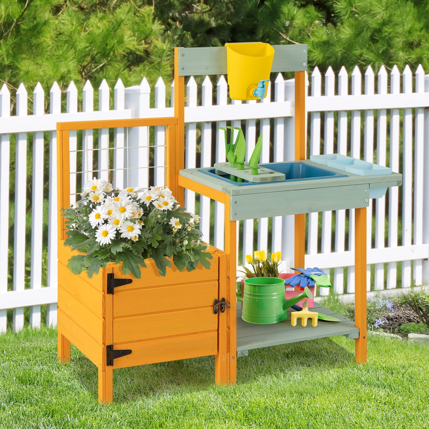 Kids Outdoor Potting Bench With See Through Window Play Kitchen Sets at Gallery Canada