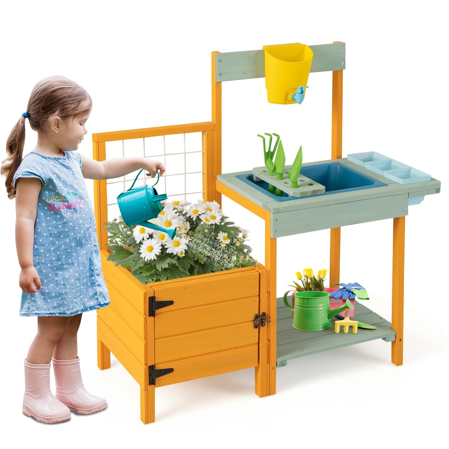 Kids Outdoor Potting Bench With See Through Window Play Kitchen Sets at Gallery Canada