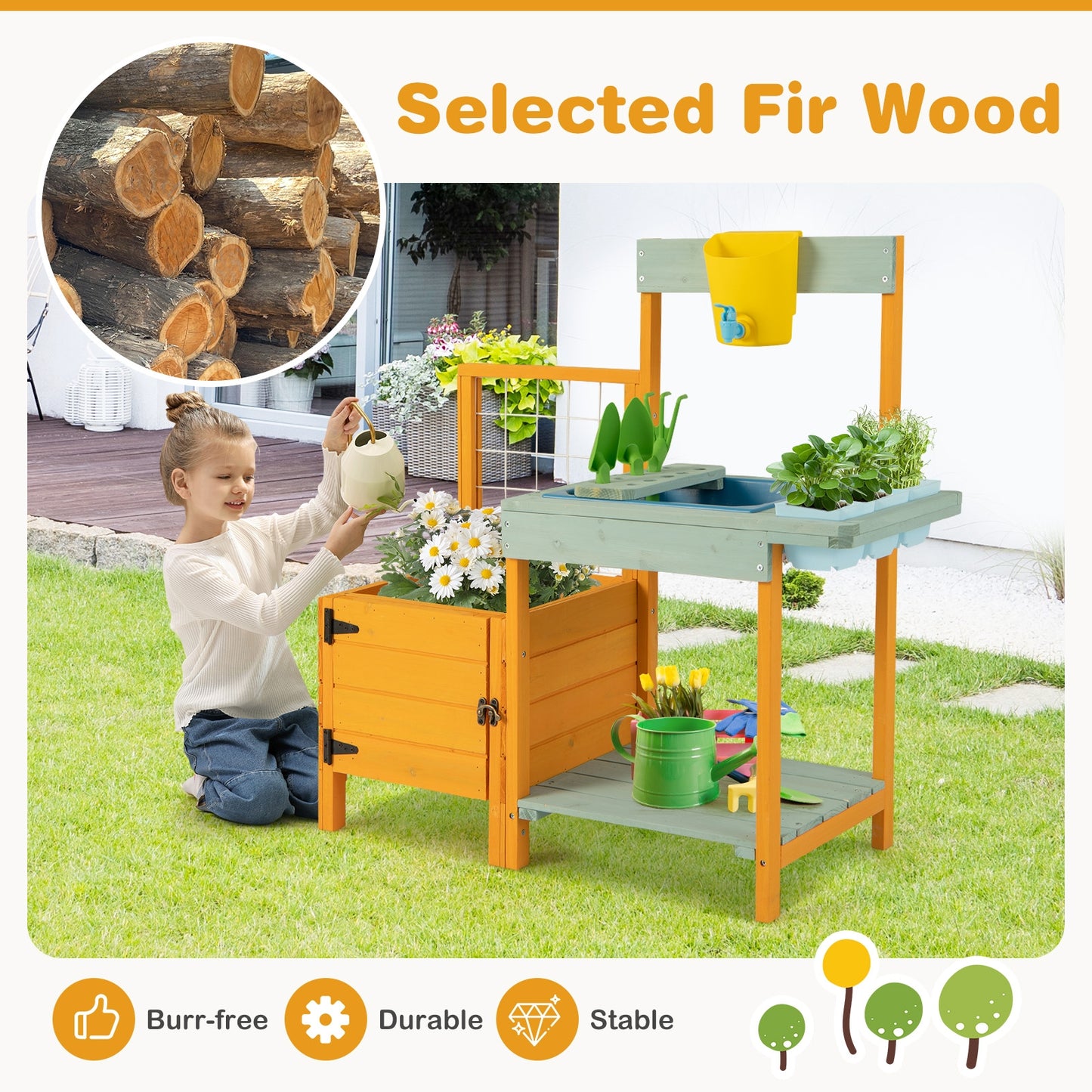 Kids Outdoor Potting Bench With See Through Window Play Kitchen Sets at Gallery Canada