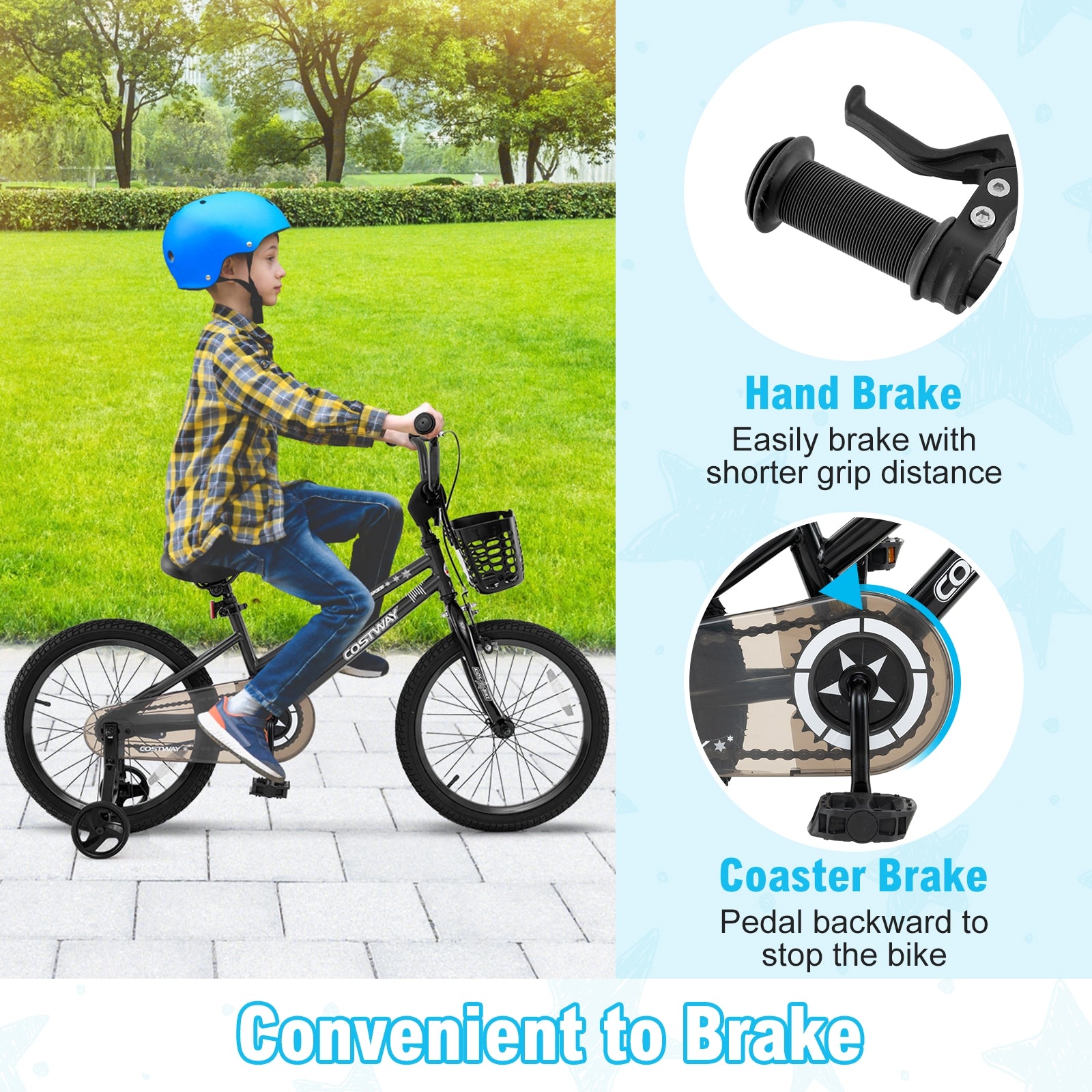 16 Inch Kids Bike With Basket, Training Wheels, Black Kids Bike at Gallery Canada
