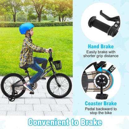 16 Inch Kids Bike With Basket, Training Wheels, Black Kids Bike at Gallery Canada