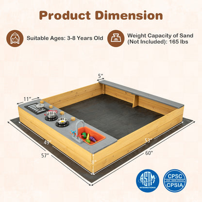 Wooden Sandbox With Kitchen Playset, 3-8 Years, Natural Sandboxes at Gallery Canada