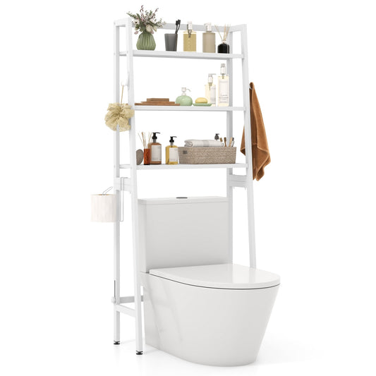 3-Tier Over The Toilet Storage Shelf, Adjustable Bottom Bar, White Bathroom Etagere White at Gallery Canada