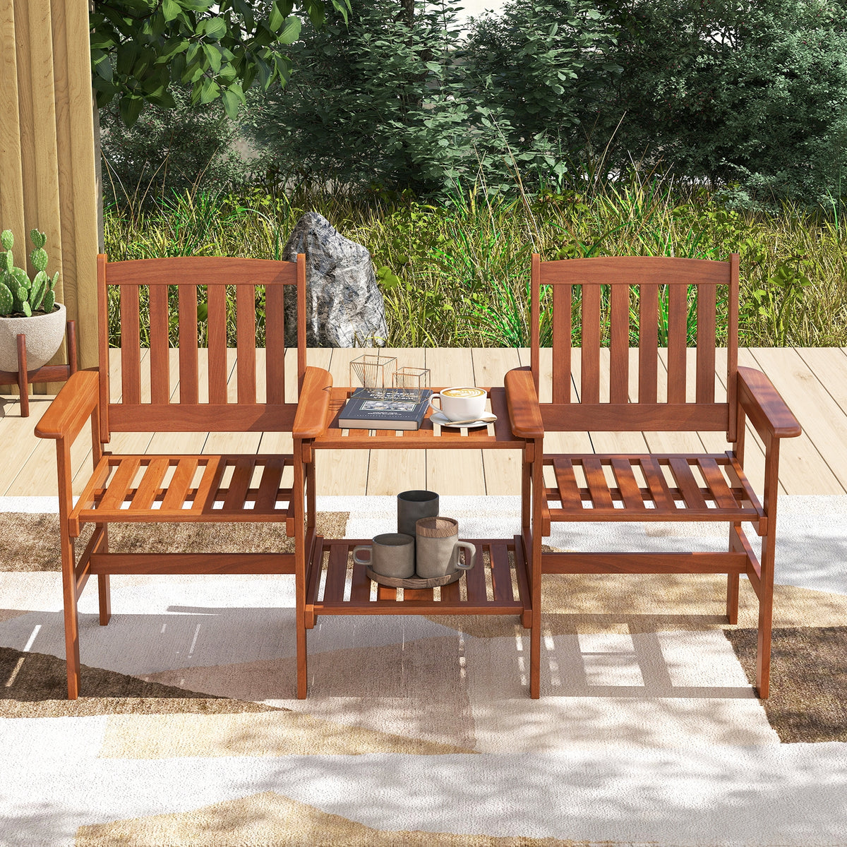 2-Seater Patio Furniture Set, 1.57 Inch Umbrella Hole, Natural Patio Conversation Sets at Gallery Canada