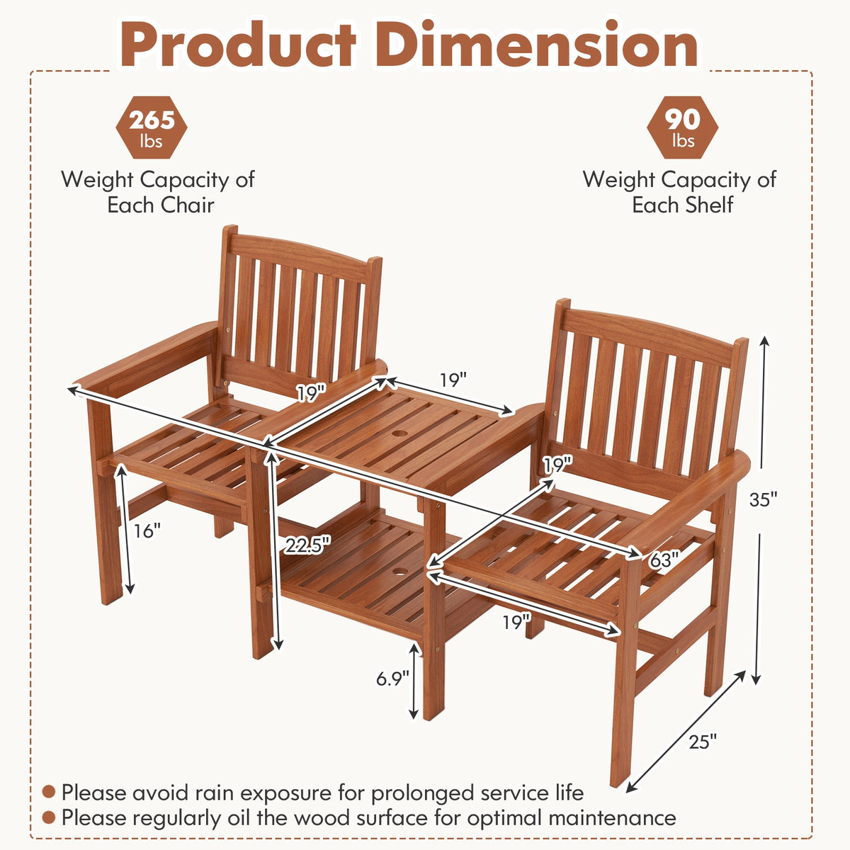 2-Seater Patio Furniture Set, 1.57 Inch Umbrella Hole, Natural Patio Conversation Sets at Gallery Canada