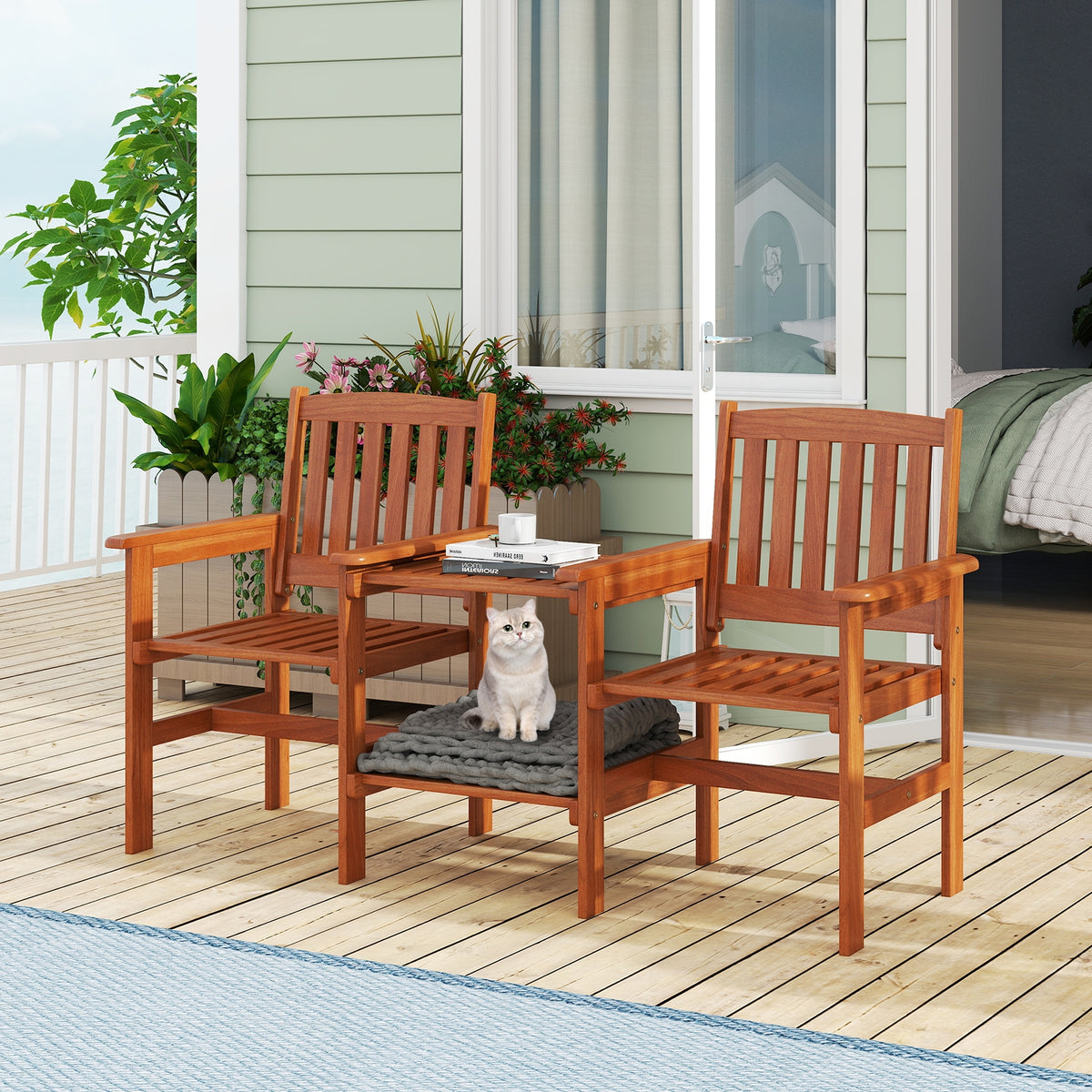 2-Seater Patio Furniture Set, 1.57 Inch Umbrella Hole, Natural Patio Conversation Sets at Gallery Canada