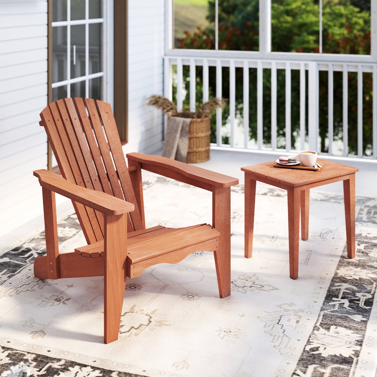 Solid Wood Adirondack Chair, High Backrest, Wide Armrests, Natural Adirondack Chairs at Gallery Canada