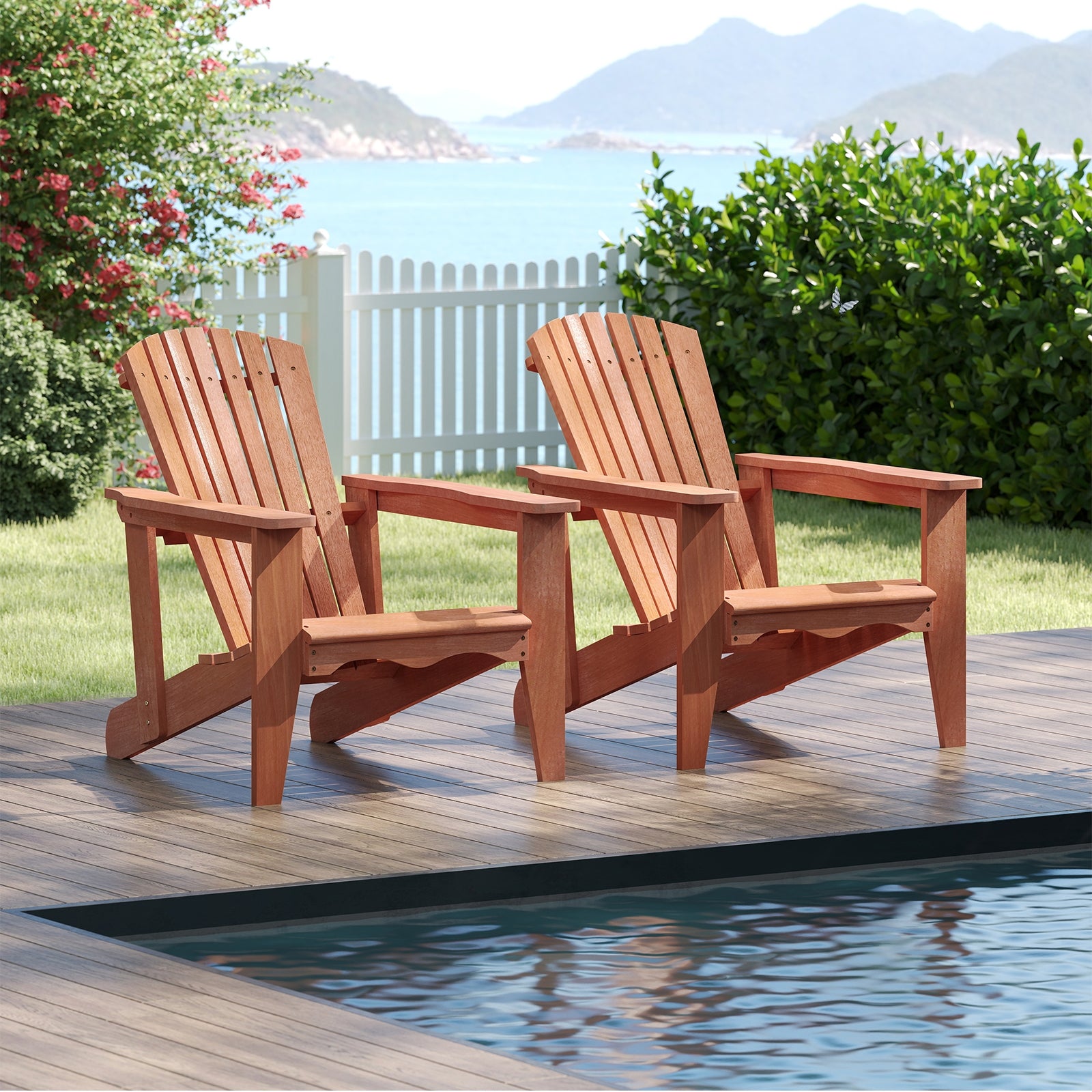 Solid Wood Adirondack Chair, High Backrest, Wide Armrests, Natural Adirondack Chairs at Gallery Canada