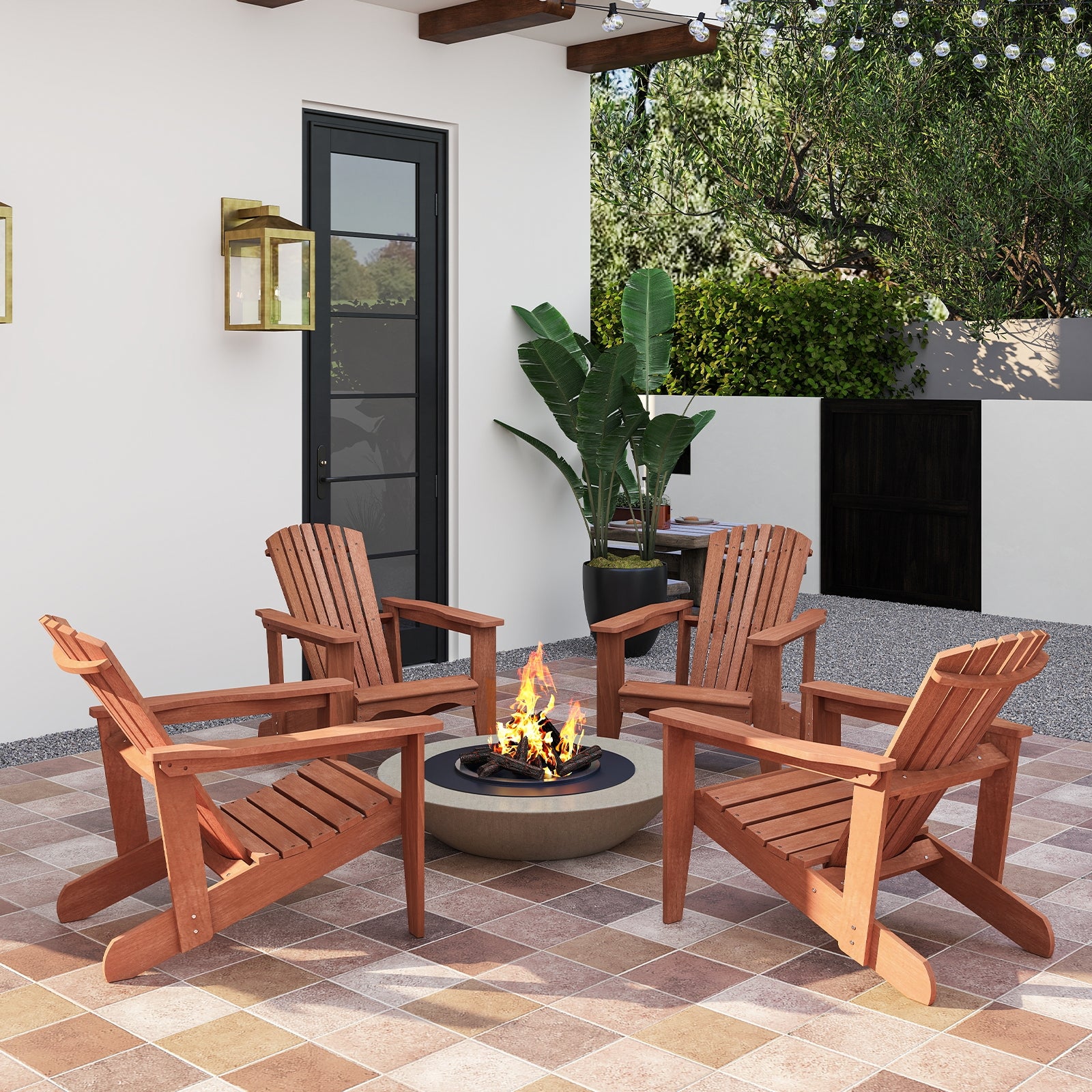 Solid Wood Adirondack Chair, High Backrest, Wide Armrests, Natural Adirondack Chairs at Gallery Canada