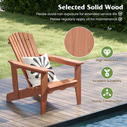 Solid Wood Adirondack Chair, High Backrest, Wide Armrests, Natural Adirondack Chairs at Gallery Canada