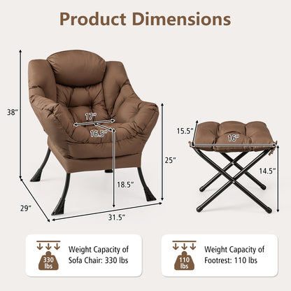 Modern Accent Sofa Chair, With Folding Footrest And Side Pocket, Brown Accent Chairs at Gallery Canada