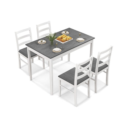5-Piece Wooden Dining Set, Rectangular Table, 4 Chairs, Gray Dining Room Sets at Gallery Canada