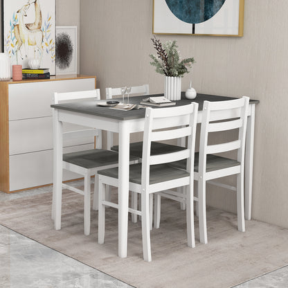 5-Piece Wooden Dining Set, Rectangular Table, 4 Chairs, Gray Dining Room Sets at Gallery Canada