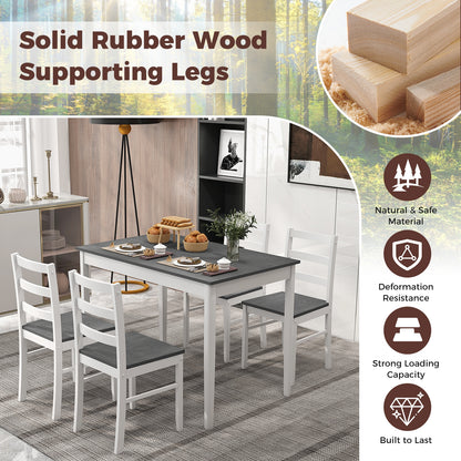 5-Piece Wooden Dining Set, Rectangular Table, 4 Chairs, Gray Dining Room Sets at Gallery Canada