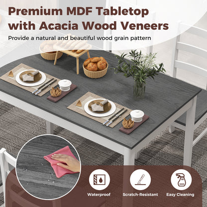 5-Piece Wooden Dining Set, Rectangular Table, 4 Chairs, Gray Dining Room Sets at Gallery Canada