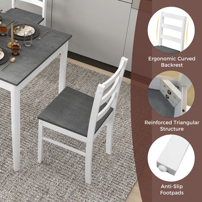 5-Piece Wooden Dining Set, Rectangular Table, 4 Chairs, Gray Dining Room Sets at Gallery Canada