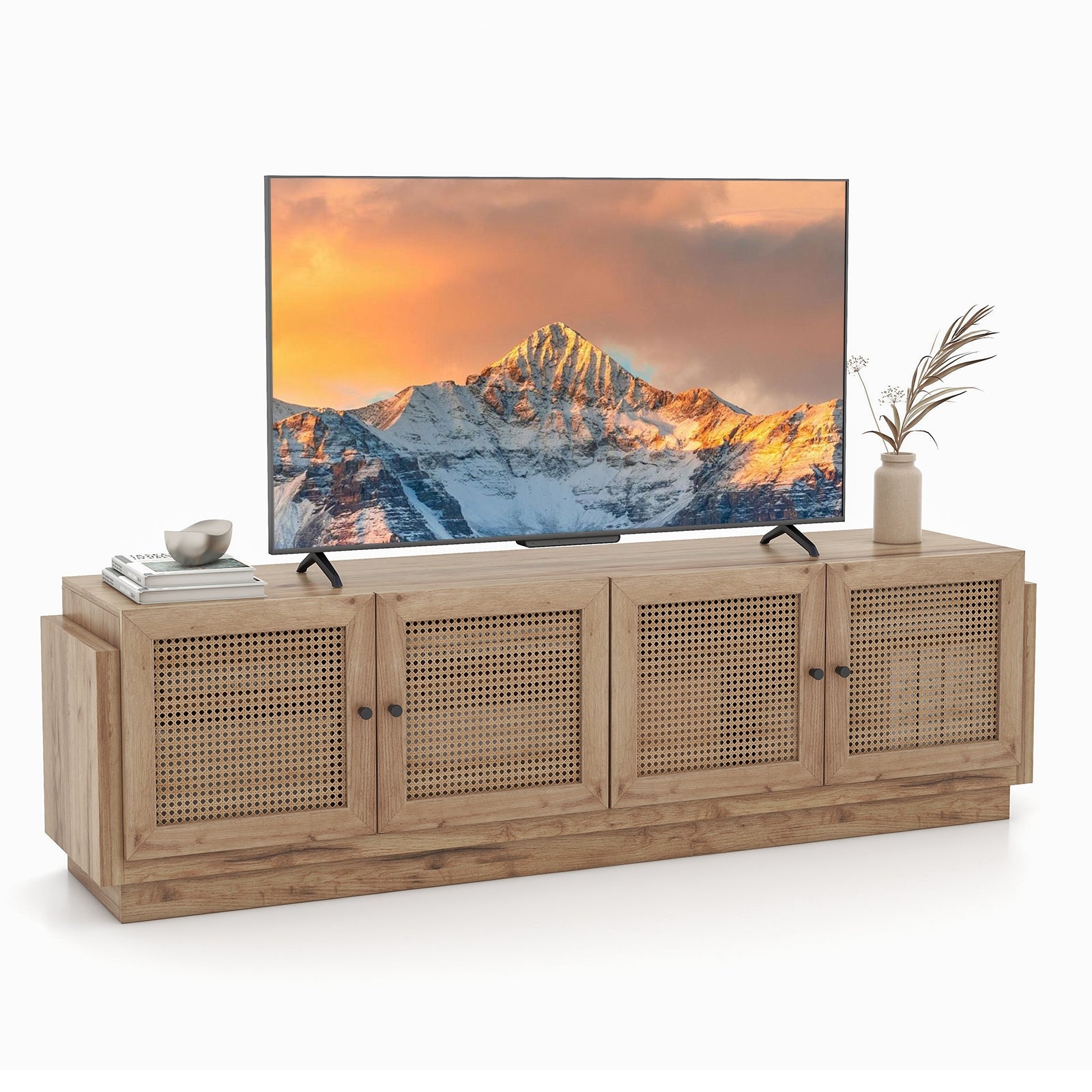 Farmhouse TV Stand For 75 Inch TVs, 2 Cabinets, Oak Entertainment Centers & TV Stands at Gallery Canada
