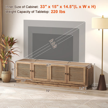 Farmhouse TV Stand For 75 Inch TVs, 2 Cabinets, Oak Entertainment Centers & TV Stands at Gallery Canada