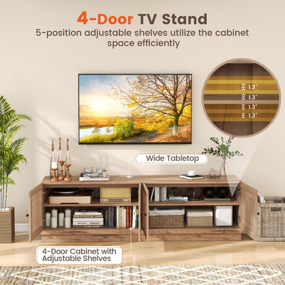 Farmhouse TV Stand For 75 Inch TVs, 2 Cabinets, Oak Entertainment Centers & TV Stands at Gallery Canada