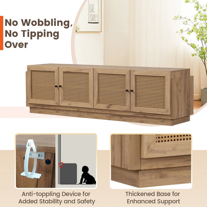 Farmhouse TV Stand For 75 Inch TVs, 2 Cabinets, Oak Entertainment Centers & TV Stands at Gallery Canada