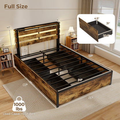 Full Size Bed Frame With Drawers, LED Lights, USB Ports Simple Bed Frame at Gallery Canada