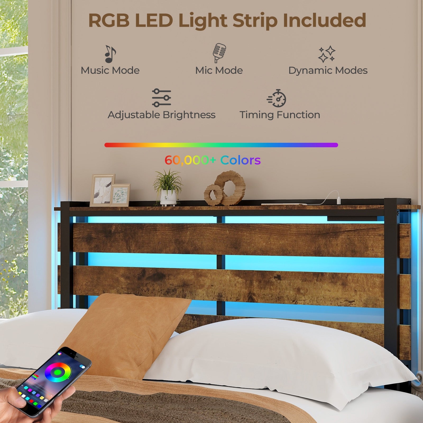Full Size Bed Frame With Drawers, LED Lights, USB Ports Simple Bed Frame at Gallery Canada