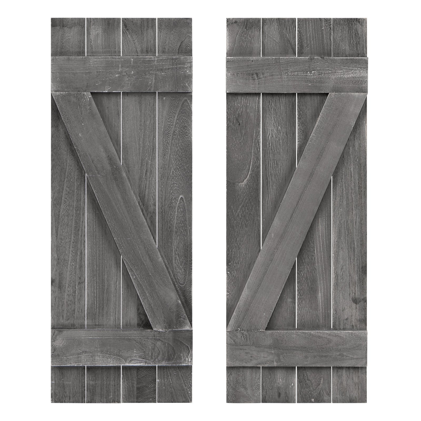36 x 13 Inch Window Shutters Set of 2, Farmhouse Paulownia Wood, Dark Gray Decorative Accessories at Gallery Canada