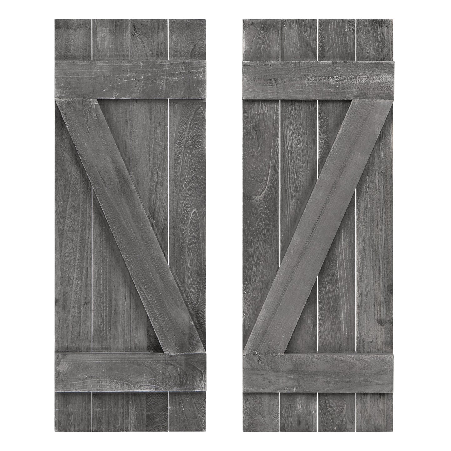 36 x 13 Inch Window Shutters Set of 2, Farmhouse Paulownia Wood, Dark Gray Decorative Accessories at Gallery Canada