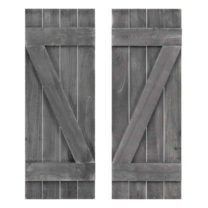 36 x 13 Inch Window Shutters Set of 2, Farmhouse Paulownia Wood, Dark Gray Decorative Accessories at Gallery Canada