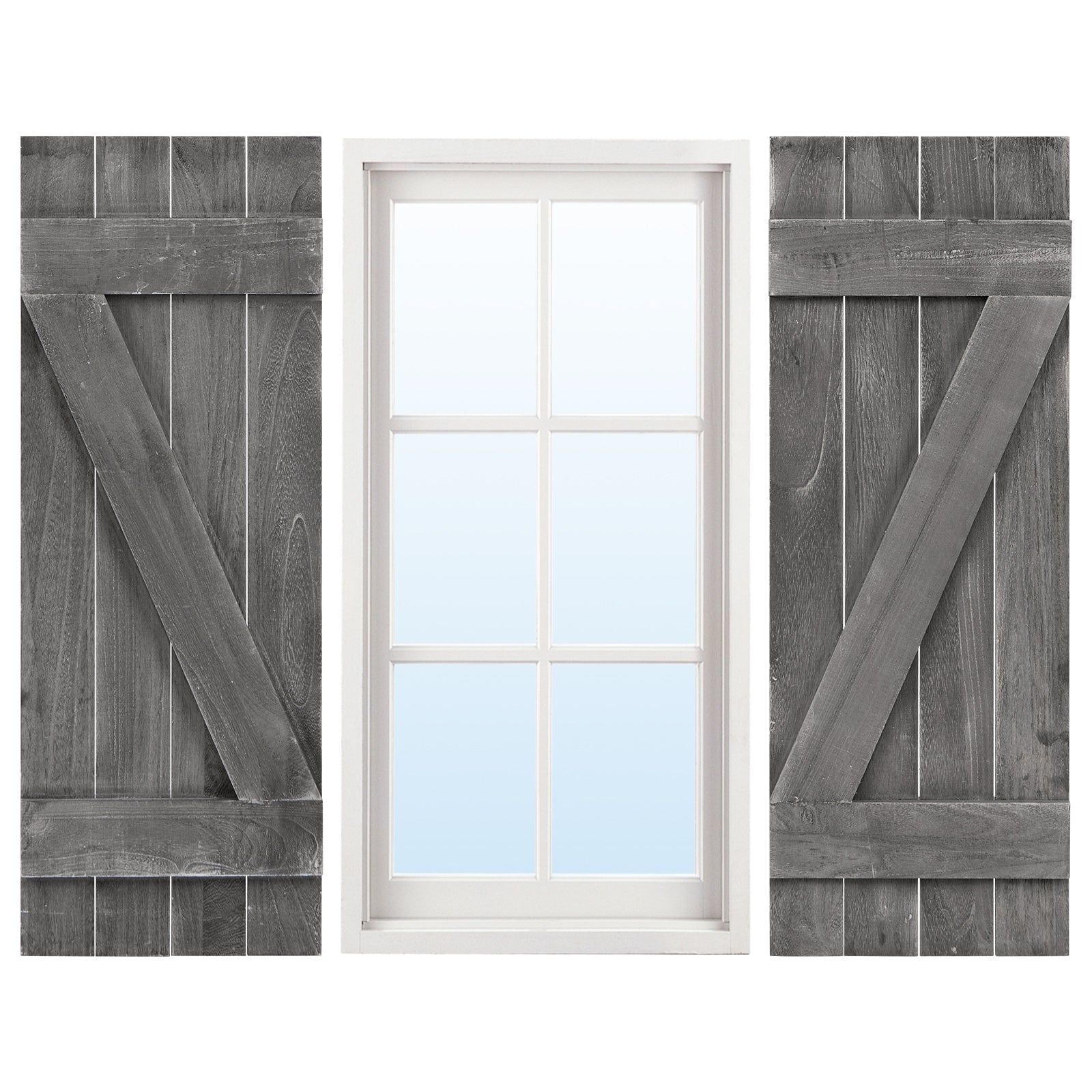 36 x 13 Inch Window Shutters Set of 2, Farmhouse Paulownia Wood, Dark Gray Decorative Accessories at Gallery Canada