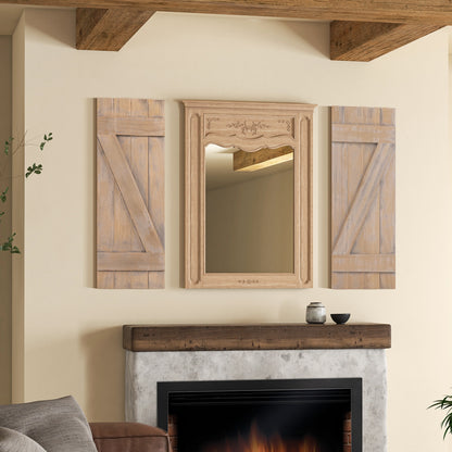 36 x 13 Inch Farmhouse Window Shutters, Set of 2, Light Brown Decorative Accessories at Gallery Canada
