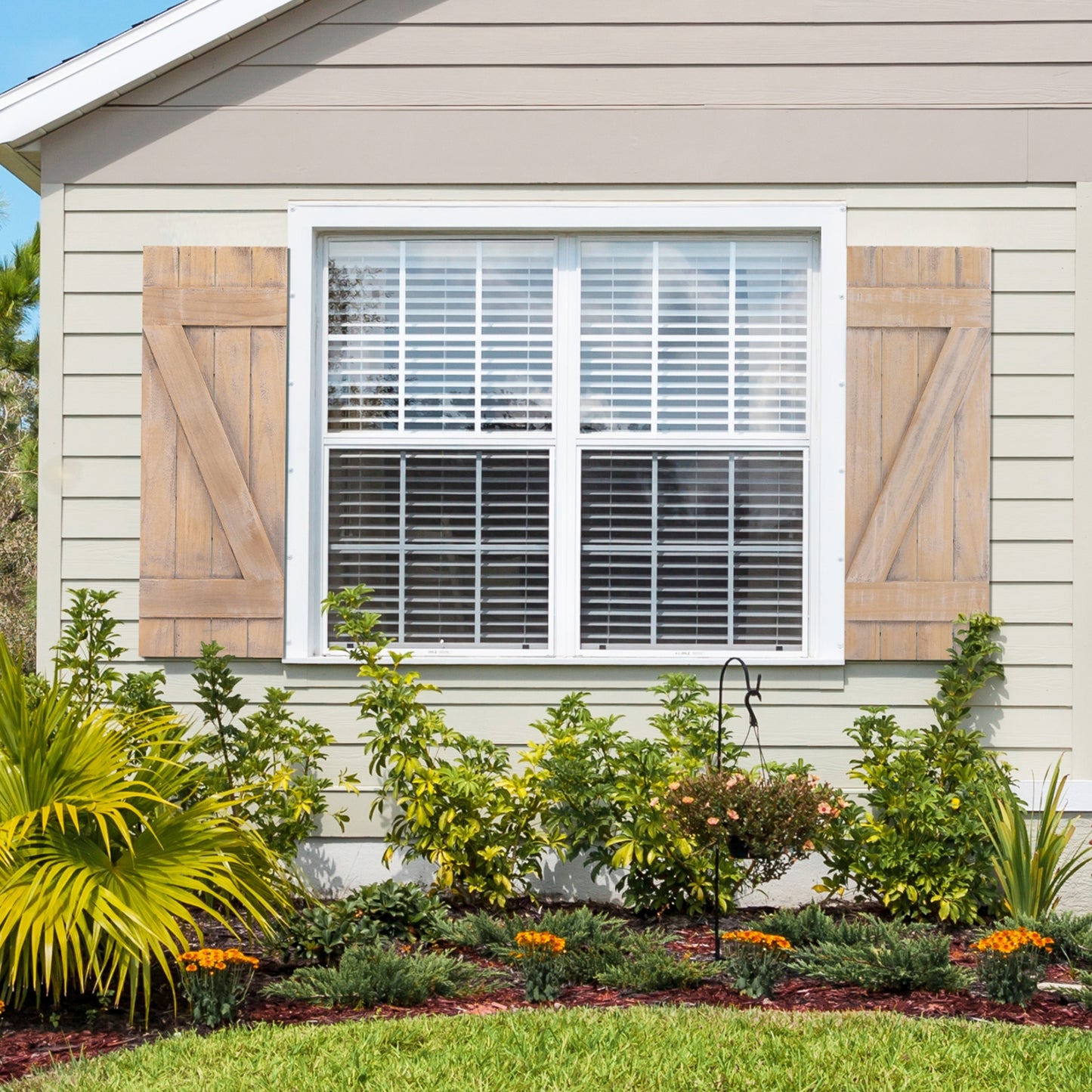 36 x 13 Inch Farmhouse Window Shutters, Set of 2, Light Brown Decorative Accessories at Gallery Canada