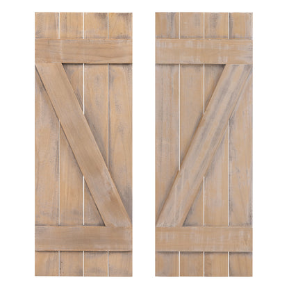 36 x 13 Inch Farmhouse Window Shutters, Set of 2, Light Brown Decorative Accessories at Gallery Canada