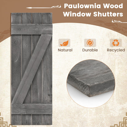 36 x 13 Inch Window Shutters Set of 2, Farmhouse Paulownia Wood, Dark Gray Decorative Accessories at Gallery Canada