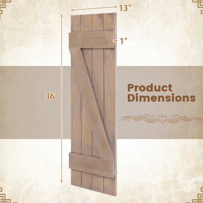 36 x 13 Inch Farmhouse Window Shutters, Set of 2, Light Brown Decorative Accessories at Gallery Canada