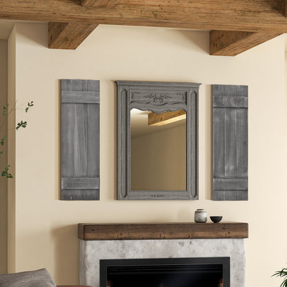 36 x 11 Inch Farmhouse Paulownia Wood Window Shutters, Set of 2, Dark Gray Decorative Accessories at Gallery Canada